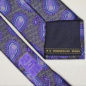 Ermenegildo Zegna Purple Paisley Smooth Silk Tie